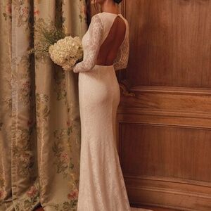 Lulus Emmersyn White Lace Backless Maxi Dress - Size S